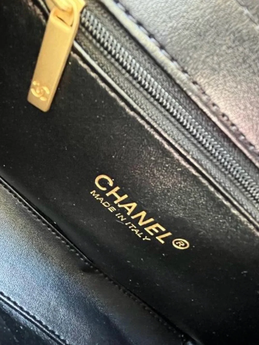 CHANEL Black Quilted Mini Top-Handle Bag with Gold Chain Strap